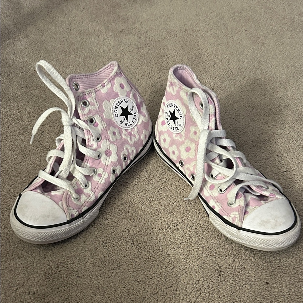 Converse Kids Pink Flower High-Top Sneakers